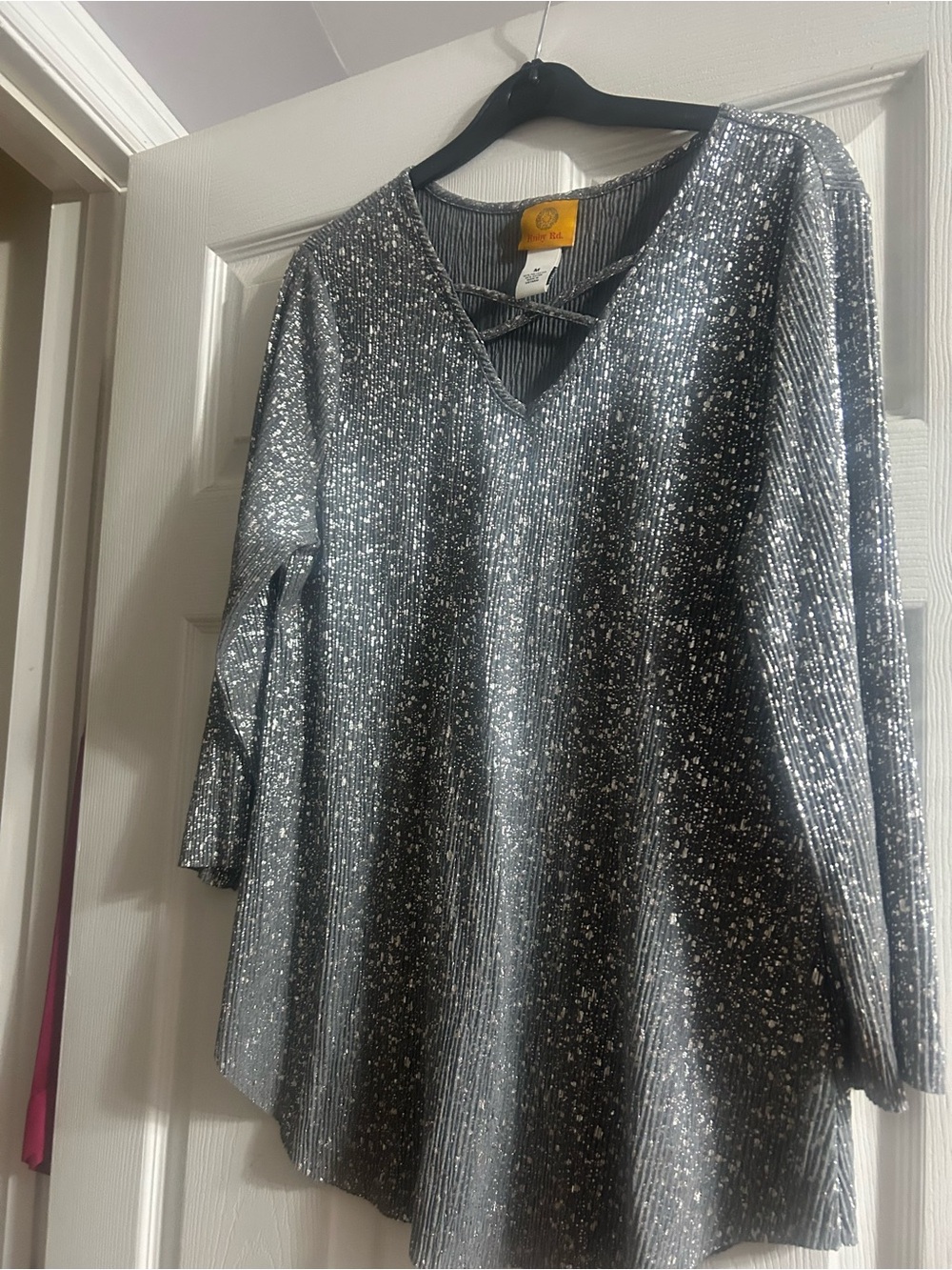 Ruby Rd. Silver Sparkle V-Neck Tunic